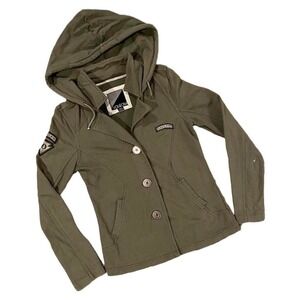Vintage Volcom Jacket Hoodie Size Small Army green military style